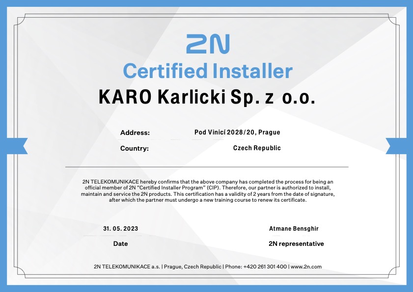 2N Certified Installer Certification